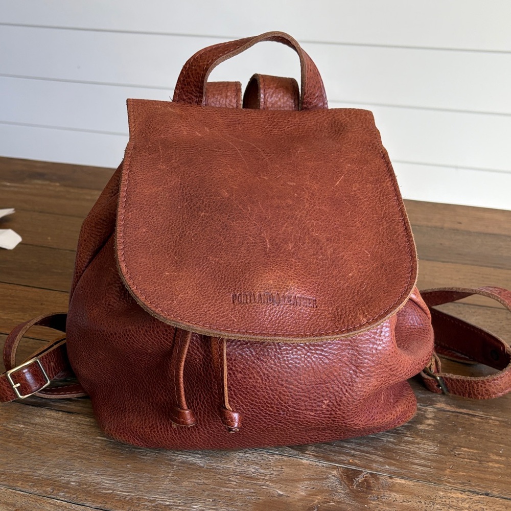 Portland Leather Rustic Red-Brown Pebbled Leather Backpack